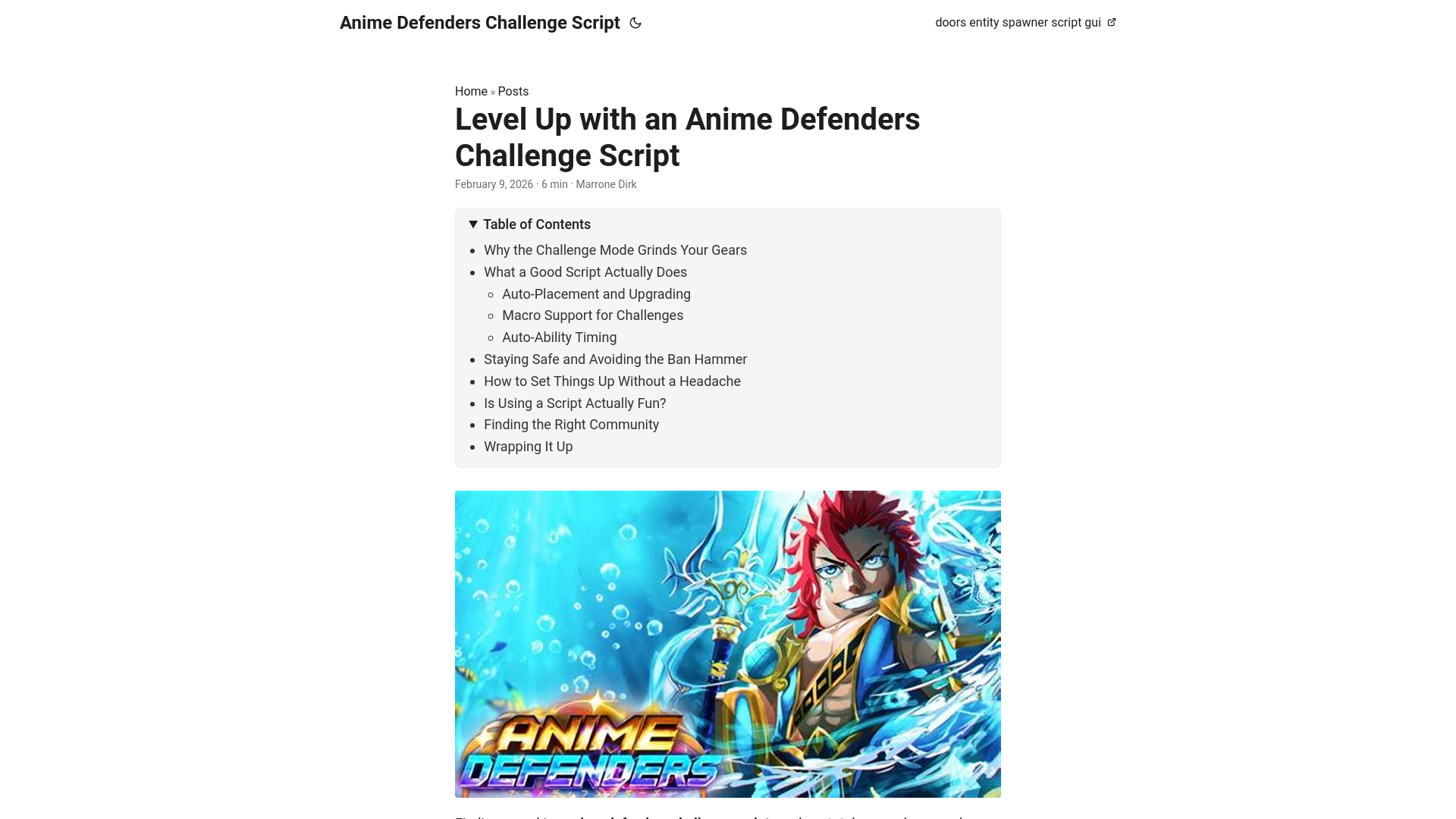 website screenshot of https://anime-defenders-challenge-script.pages.dev/