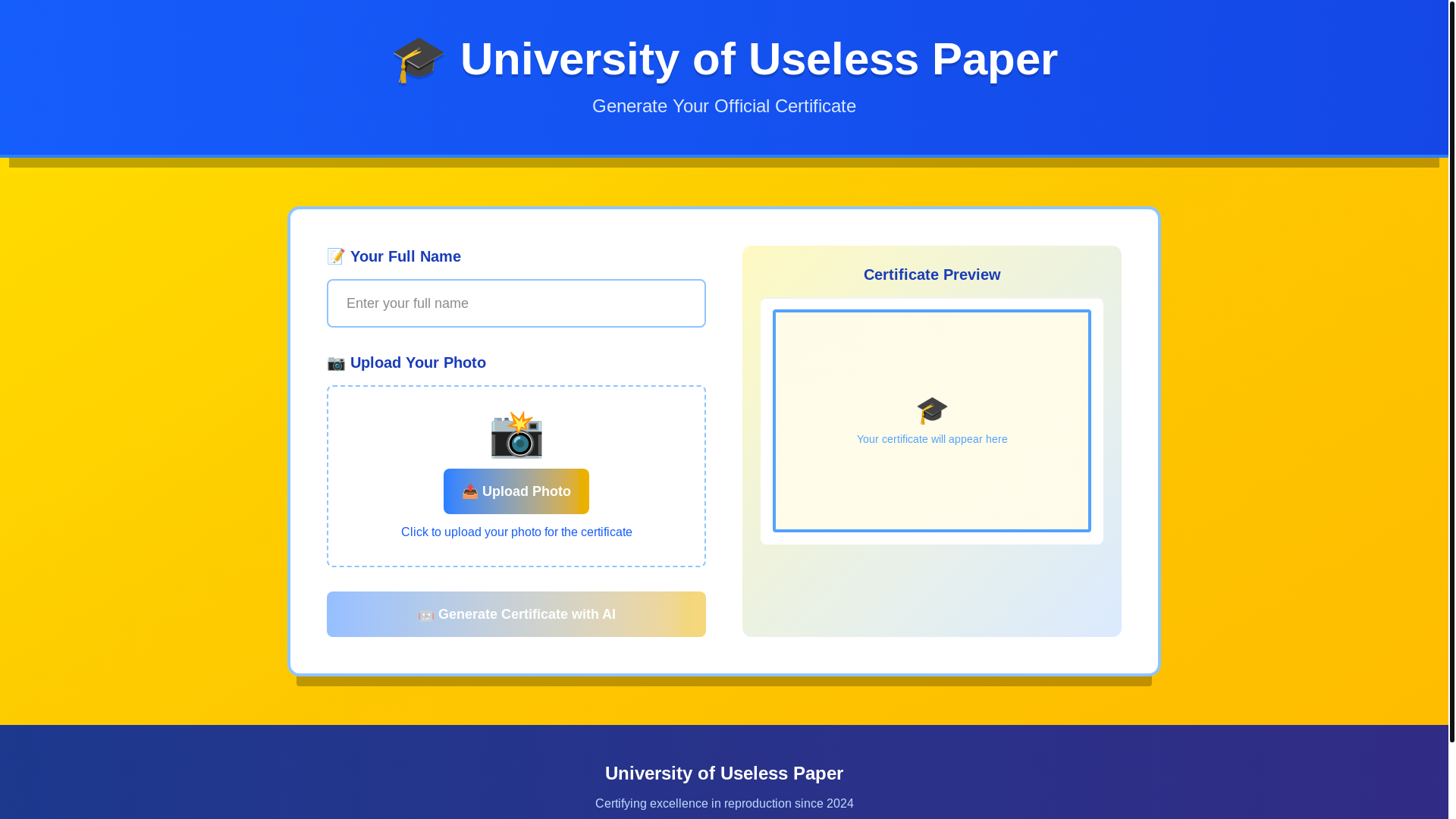website screenshot of https://useless-paper.xyz/