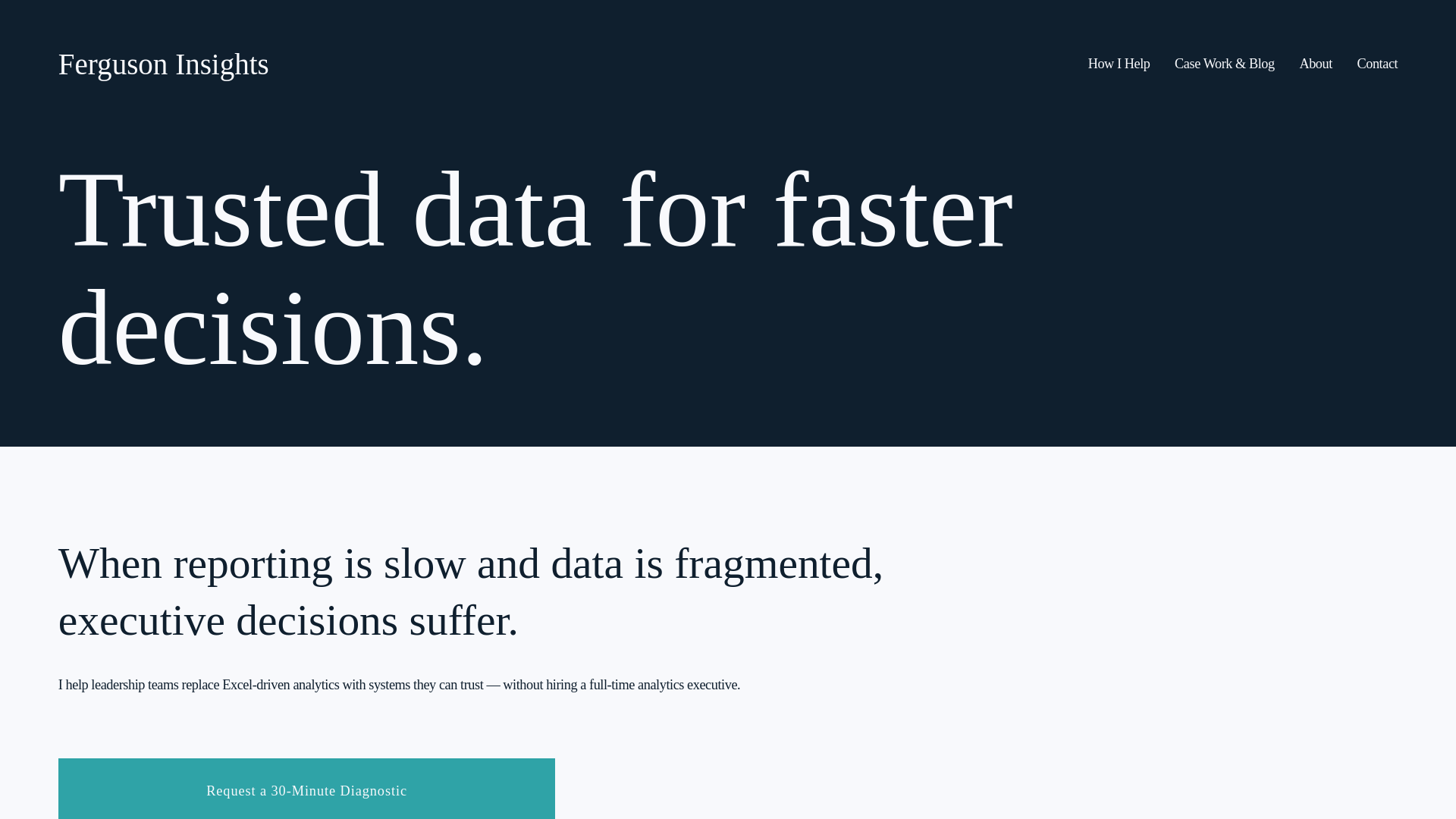 website screenshot of https://fergusoninsights.ai