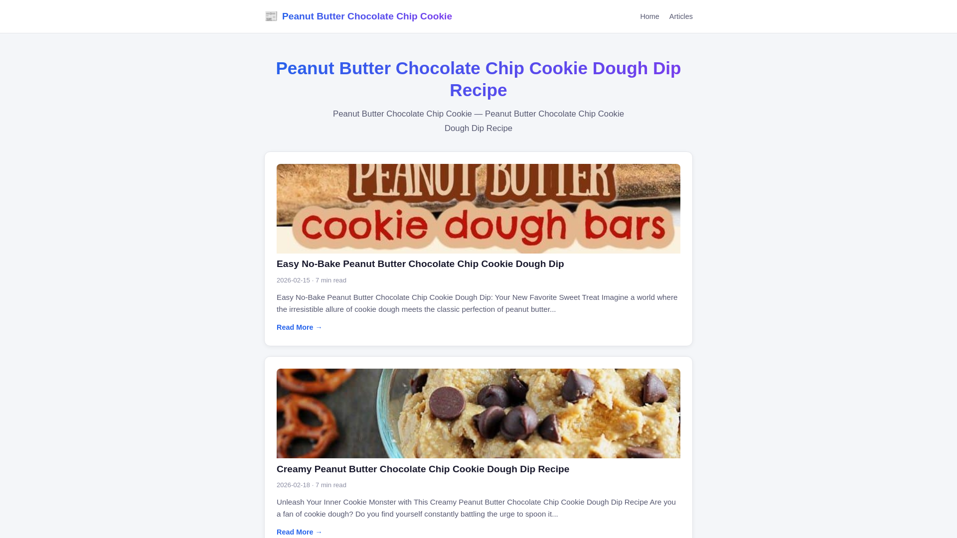 website screenshot of https://peanut-butter-chocolate-chip-cookie-dough-dip-recipe.pages.dev/