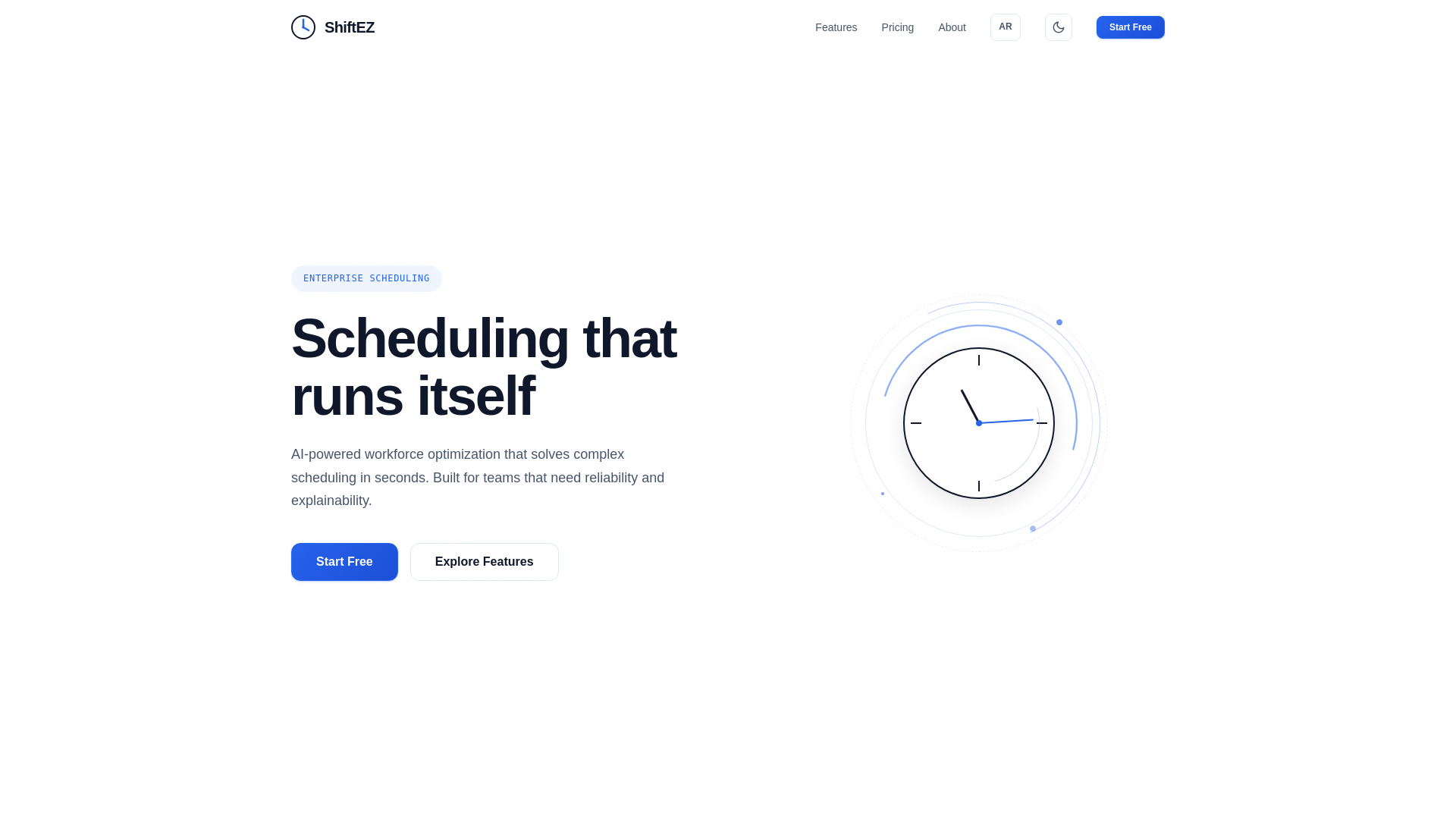 website screenshot of https://shiftez-landing-stg.pages.dev/
