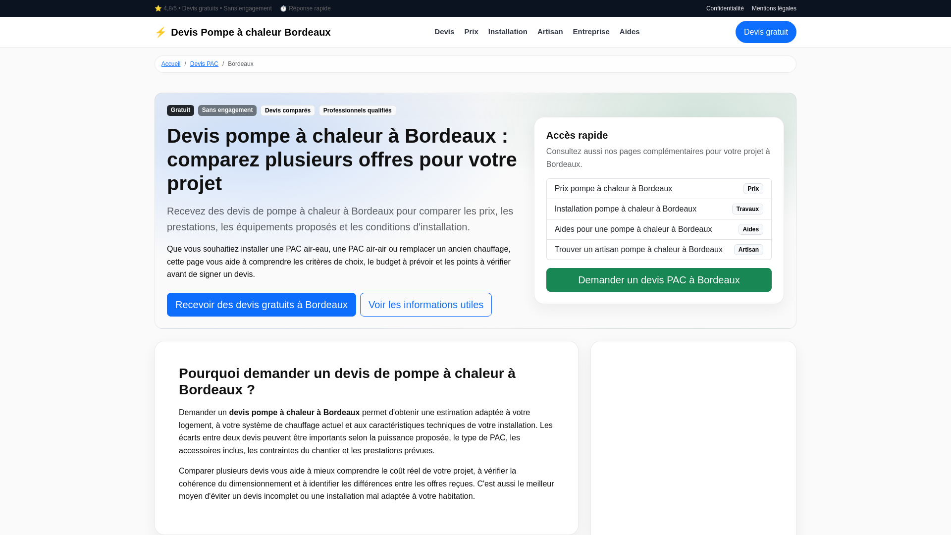website screenshot of https://devis-pompe-a-chaleur-bordeaux.fr/
