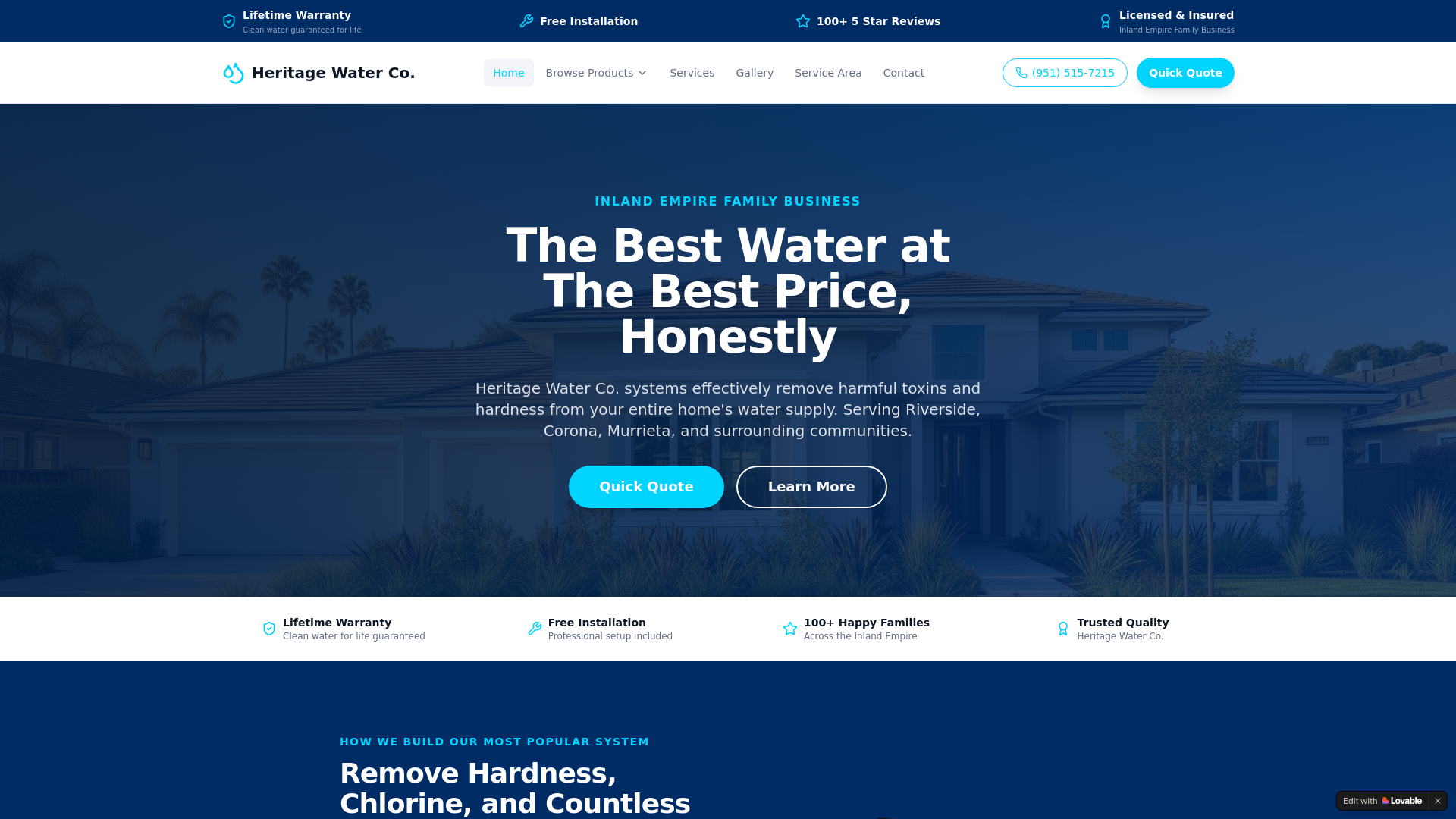 website screenshot of https://heritagewatercompany.com