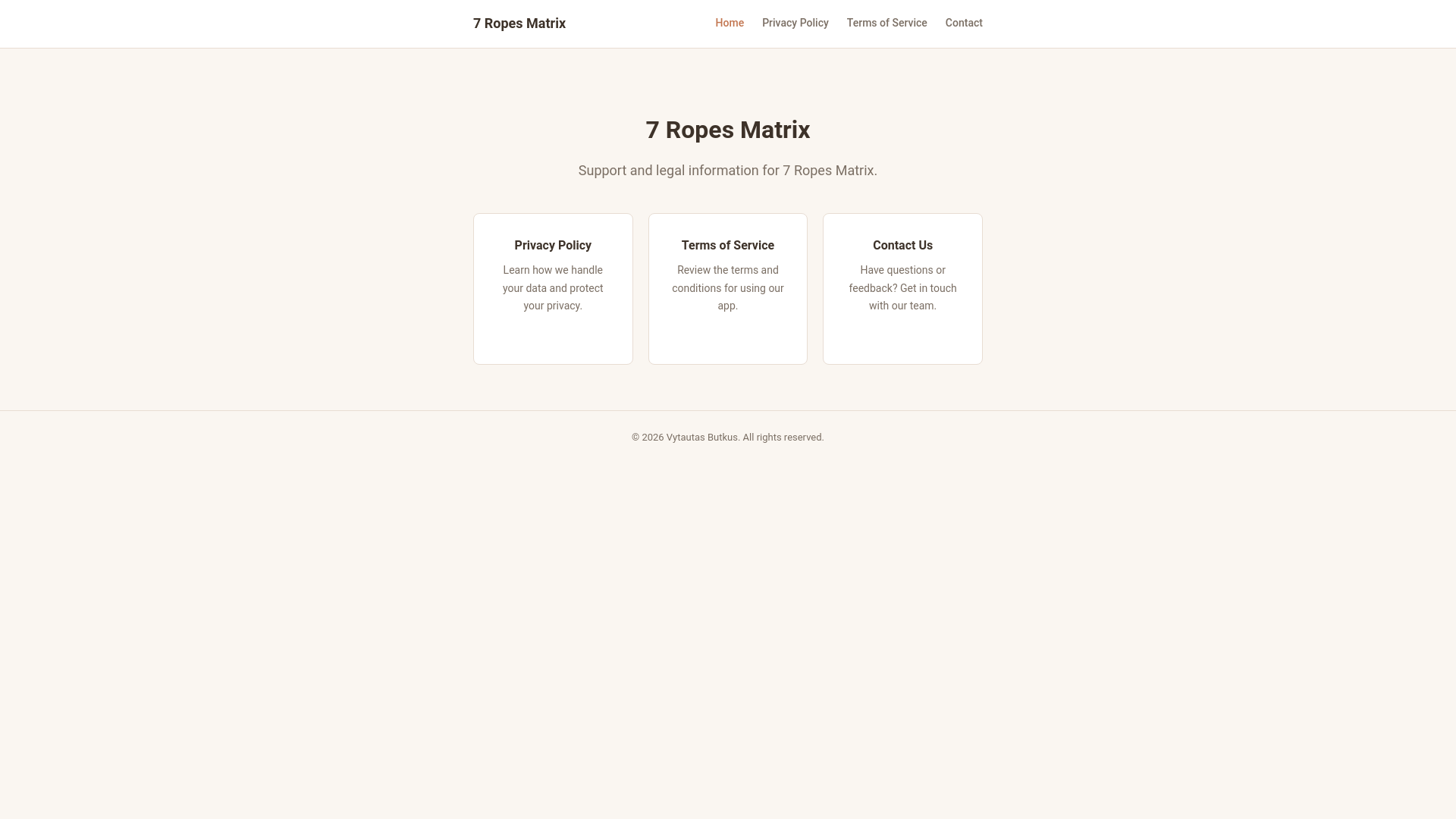 website screenshot of https://7ropes.quest/