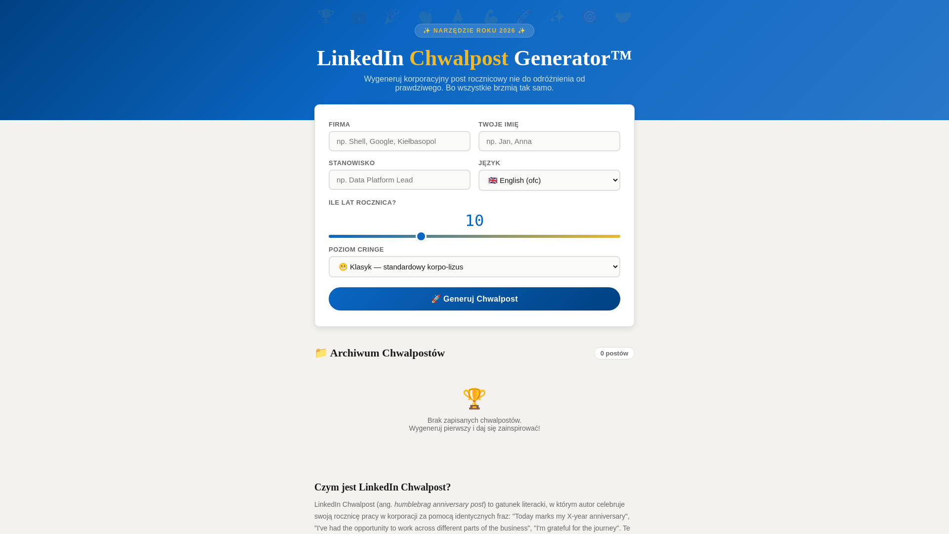 website screenshot of https://linkedinpost.pl/