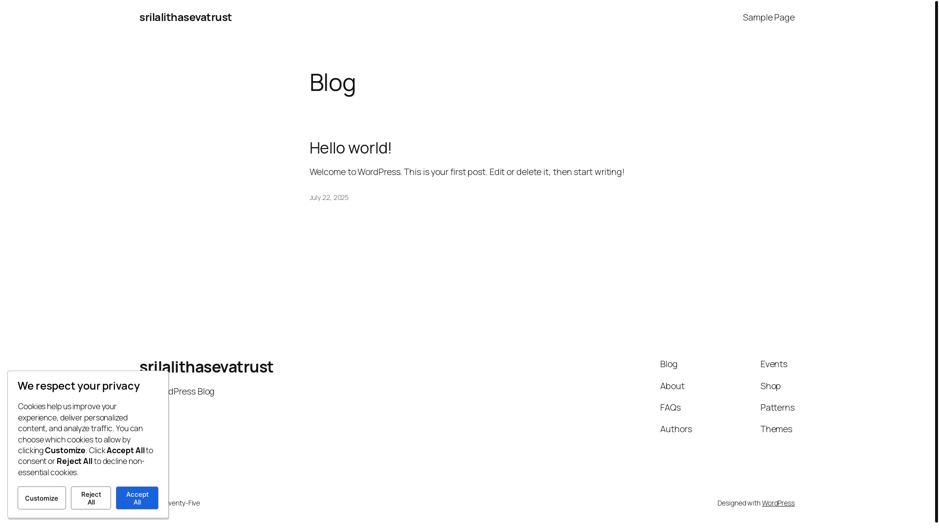 website screenshot of https://srilalithasevatrust.org/