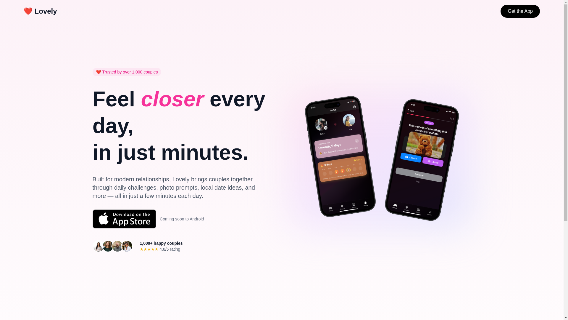 website screenshot of https://trylovely.app/