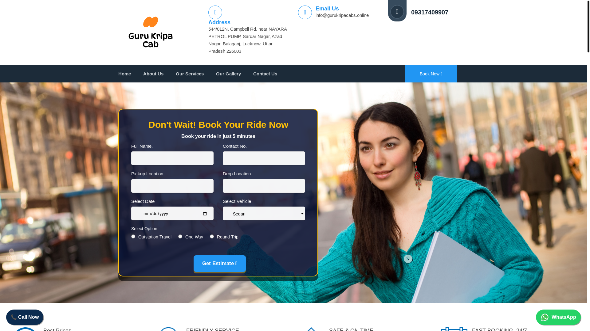 website screenshot of https://gurukripacab.online/