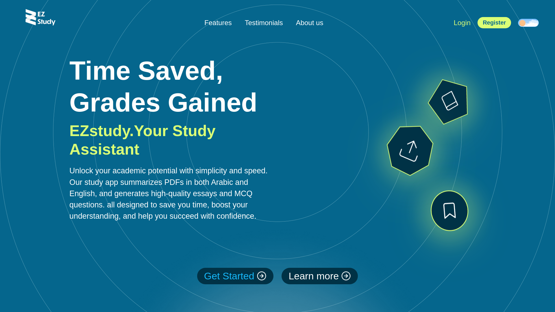 website screenshot of https://www.ezstudy.tech/