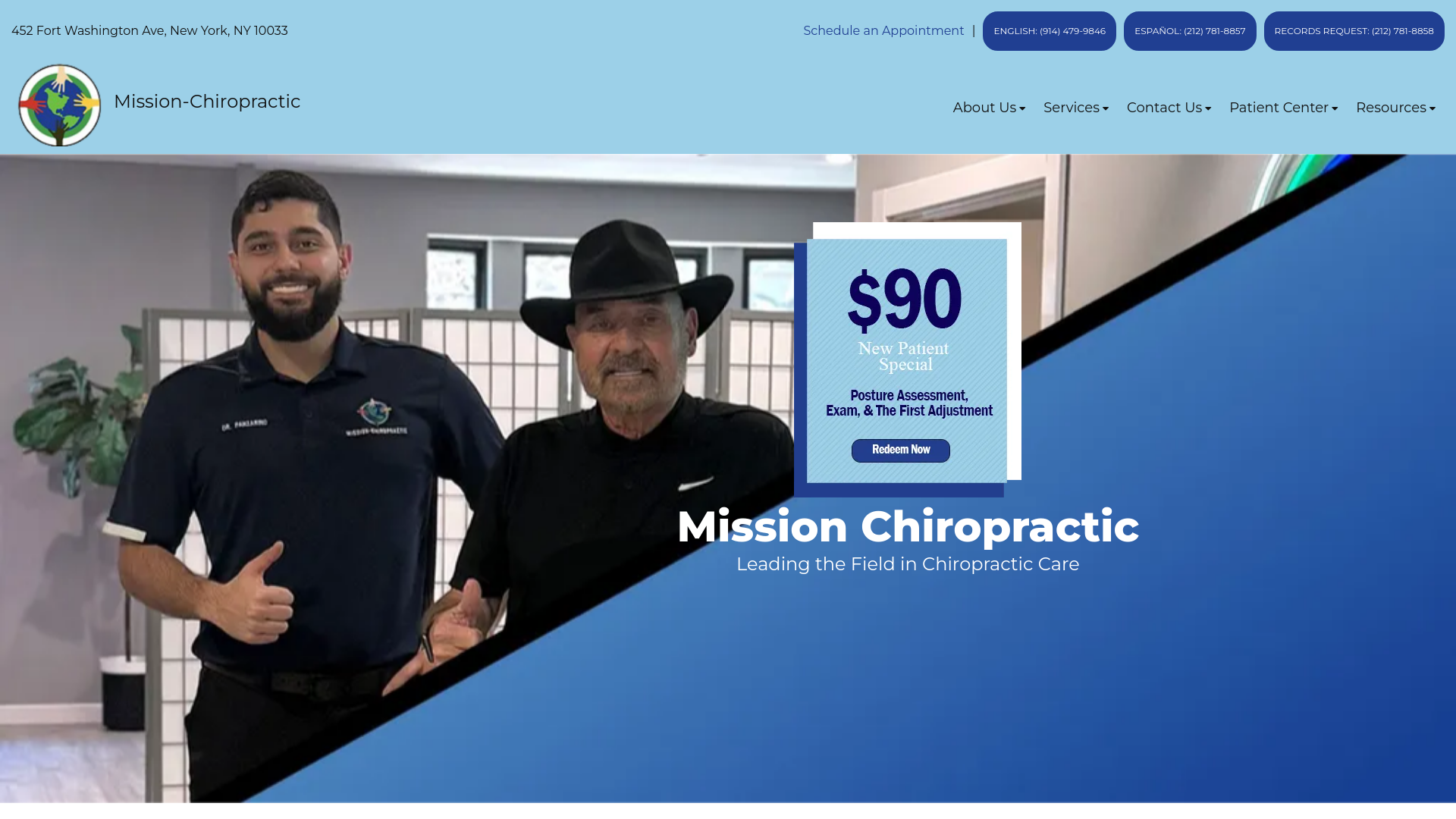 website screenshot of https://panzarinochiropractic.com/