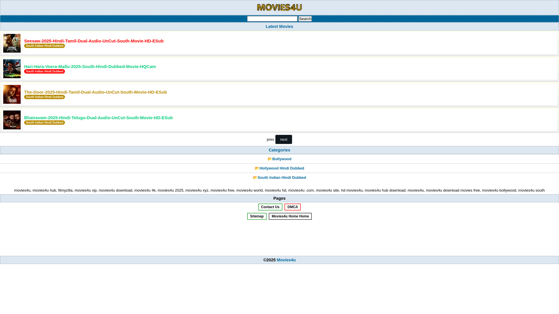 website screenshot of https://movies4u.yoga/