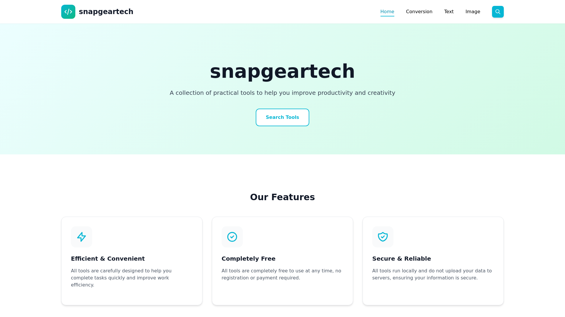 website screenshot of https://snapgeartech.com