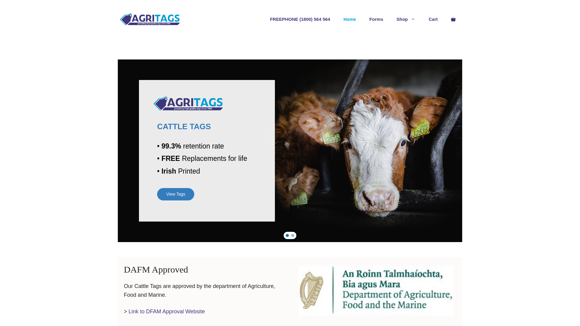 website screenshot of https://www.agritags.ie/