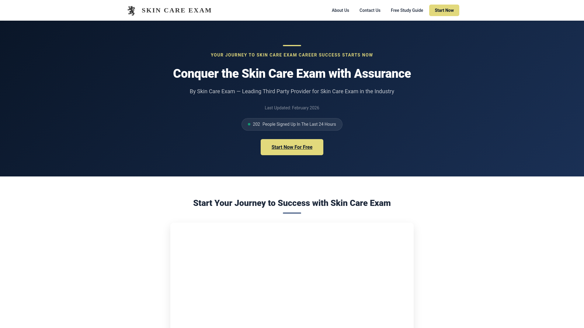 website screenshot of https://skincarexam.com/