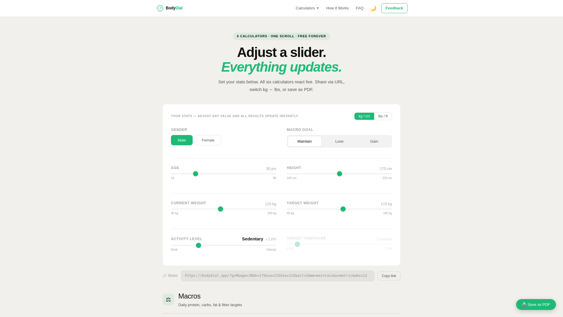 website screenshot of https://bodydial.app/