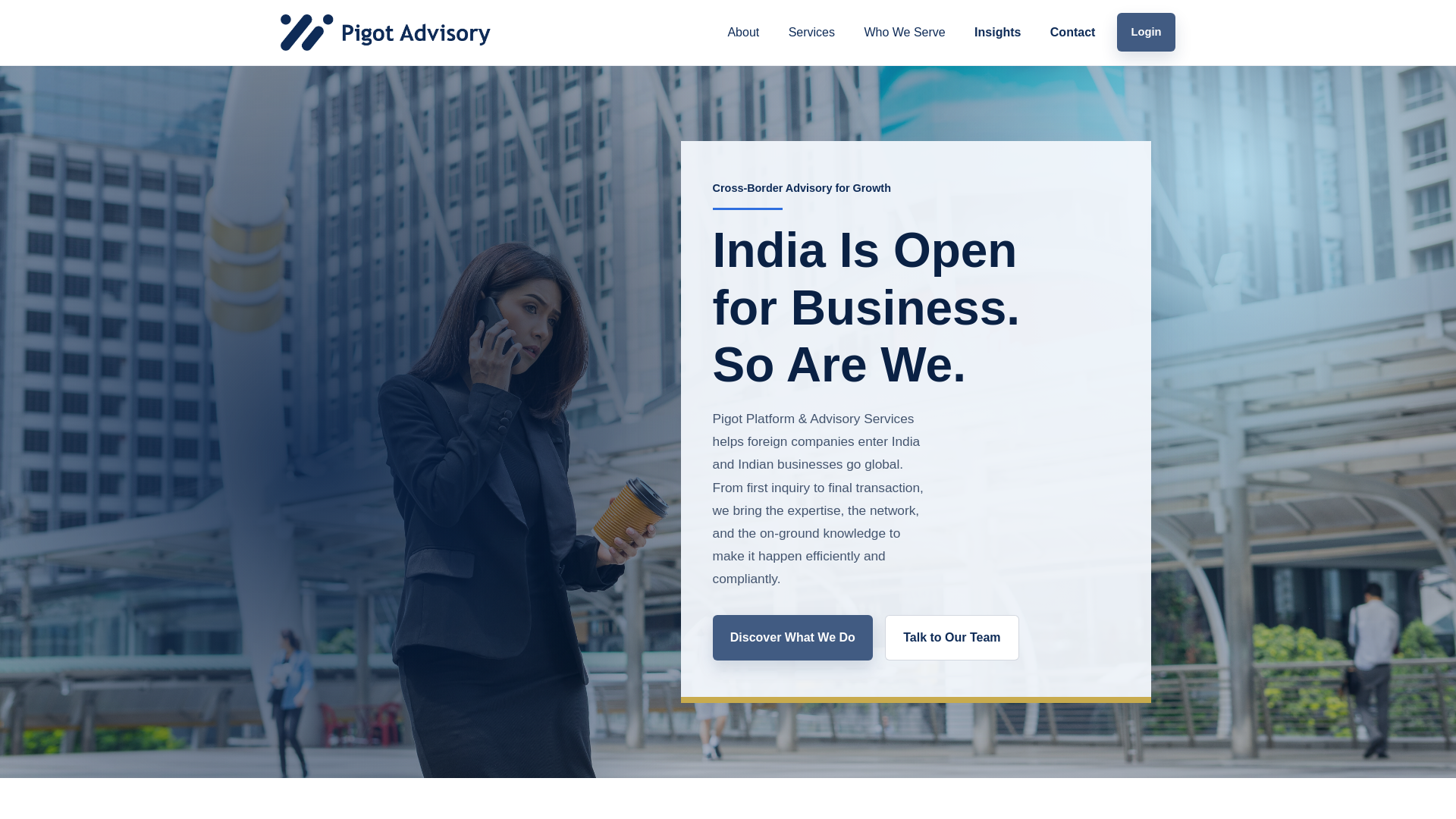 website screenshot of https://pigotadvisory.com/