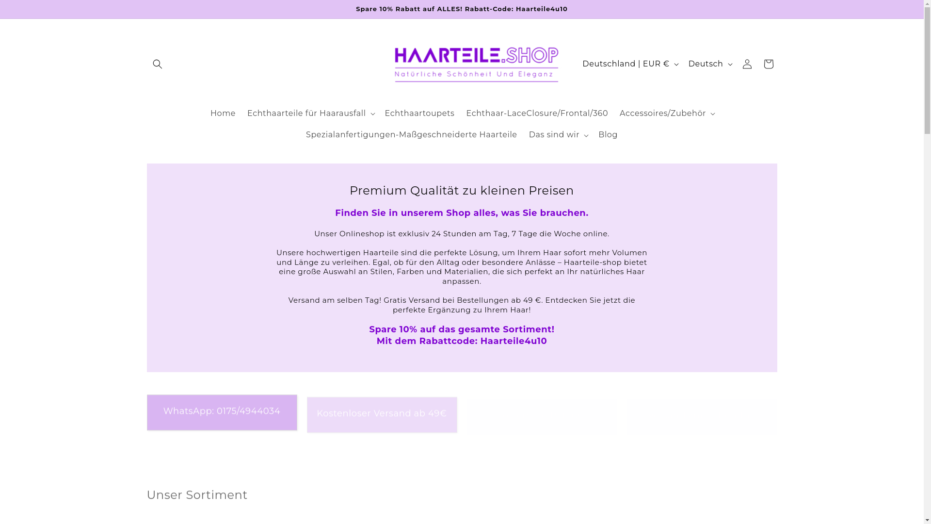 website screenshot of https://haarteile-shop.com/