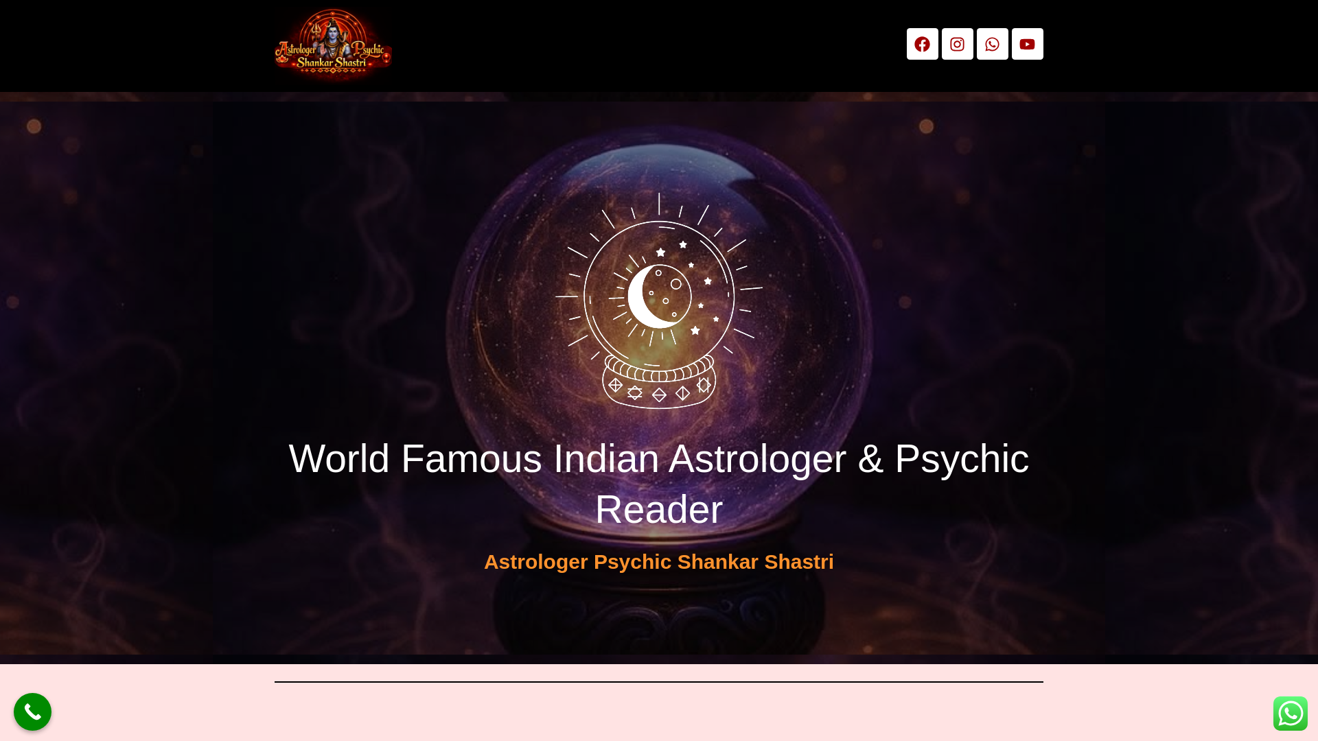 website screenshot of https://worldfamousindianastrologerpsychicreader.com