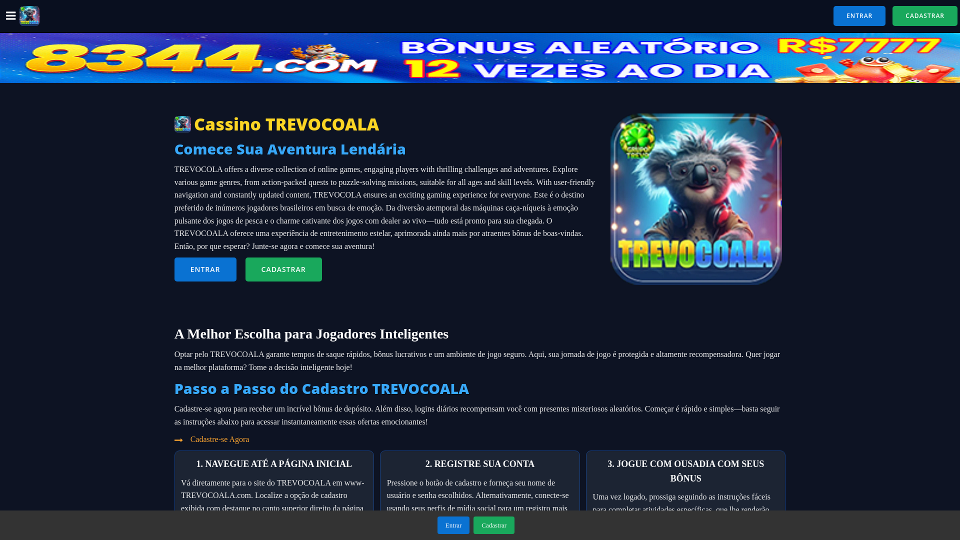 website screenshot of https://trevocoalas.com/