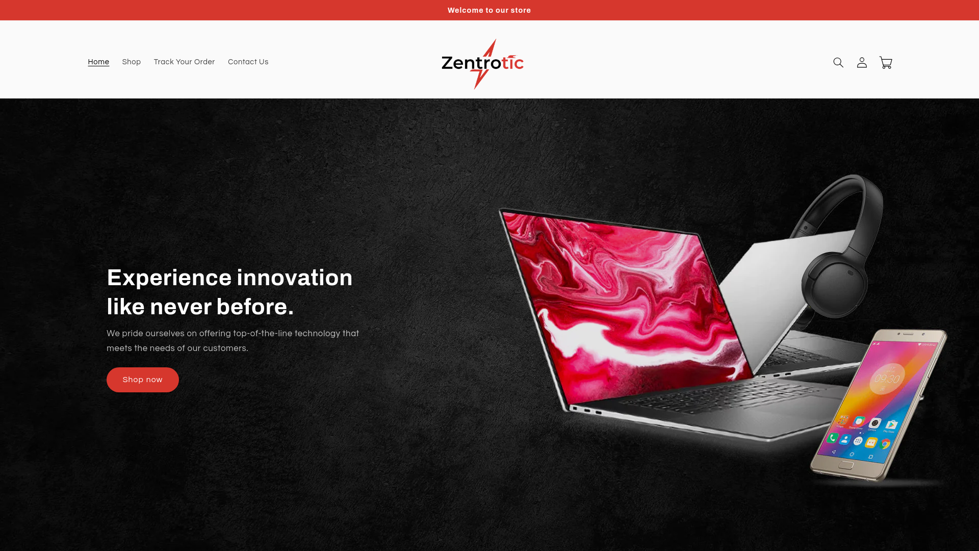 website screenshot of https://zentrotic.com