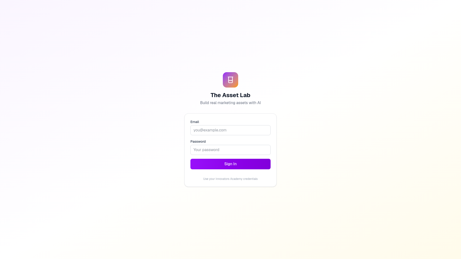 website screenshot of https://theassetlab.ai/