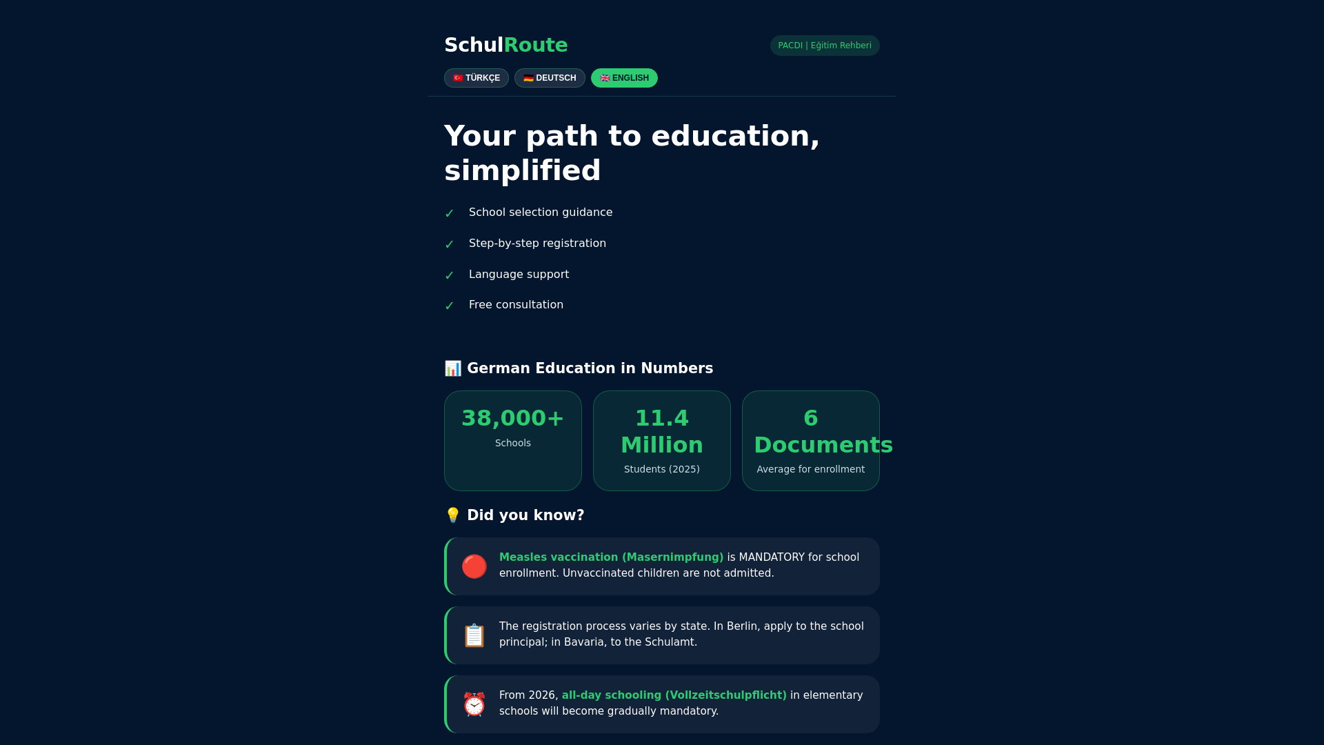 website screenshot of https://schulroute.de/