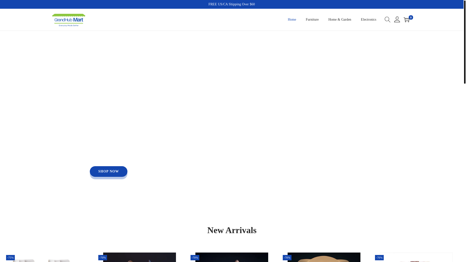 website screenshot of https://grandhubmart.com/