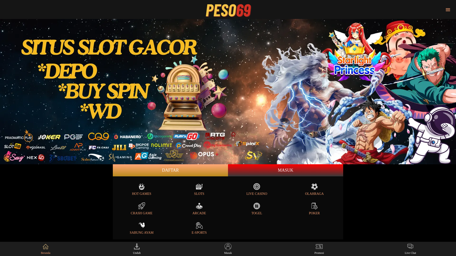 website screenshot of https://peso69.org