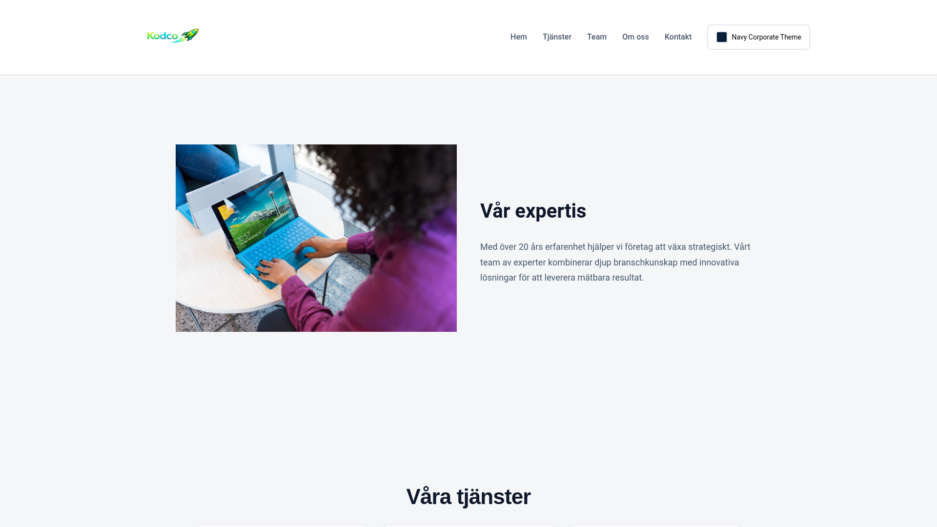 website screenshot of https://kodco-demo-professional.pages.dev/