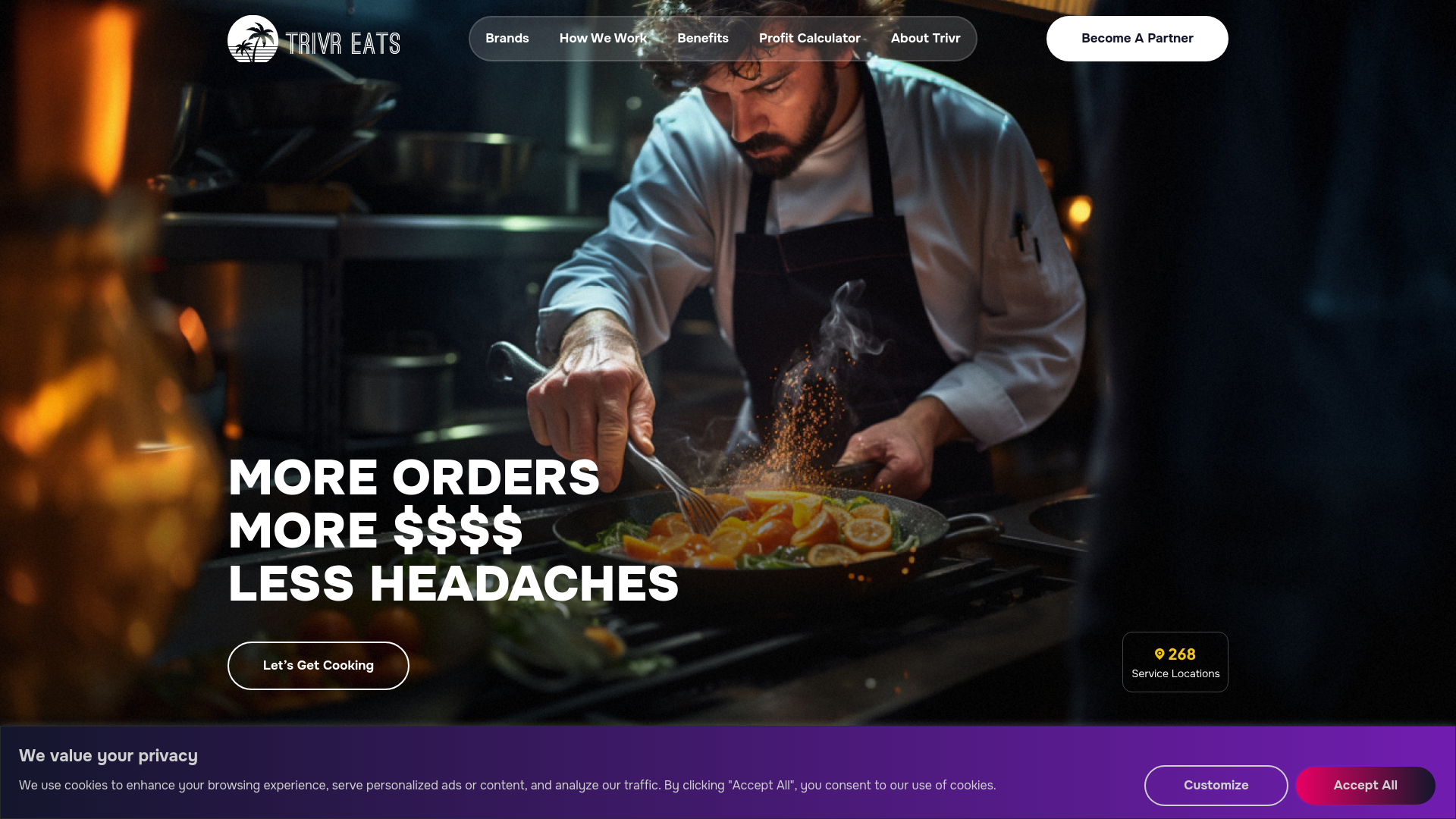 website screenshot of https://trivrordering.com/