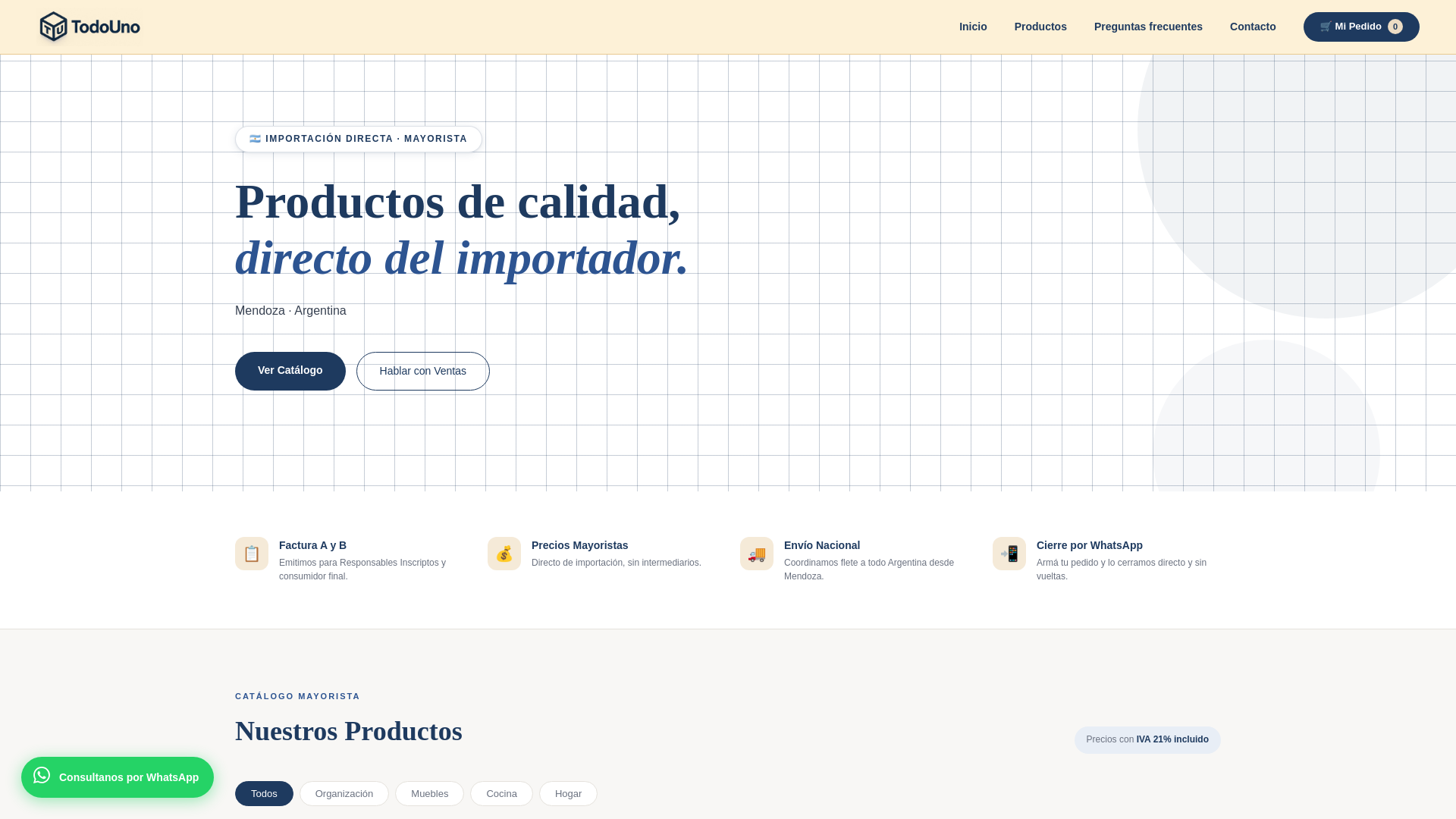 website screenshot of https://todounomayorista.com.ar/