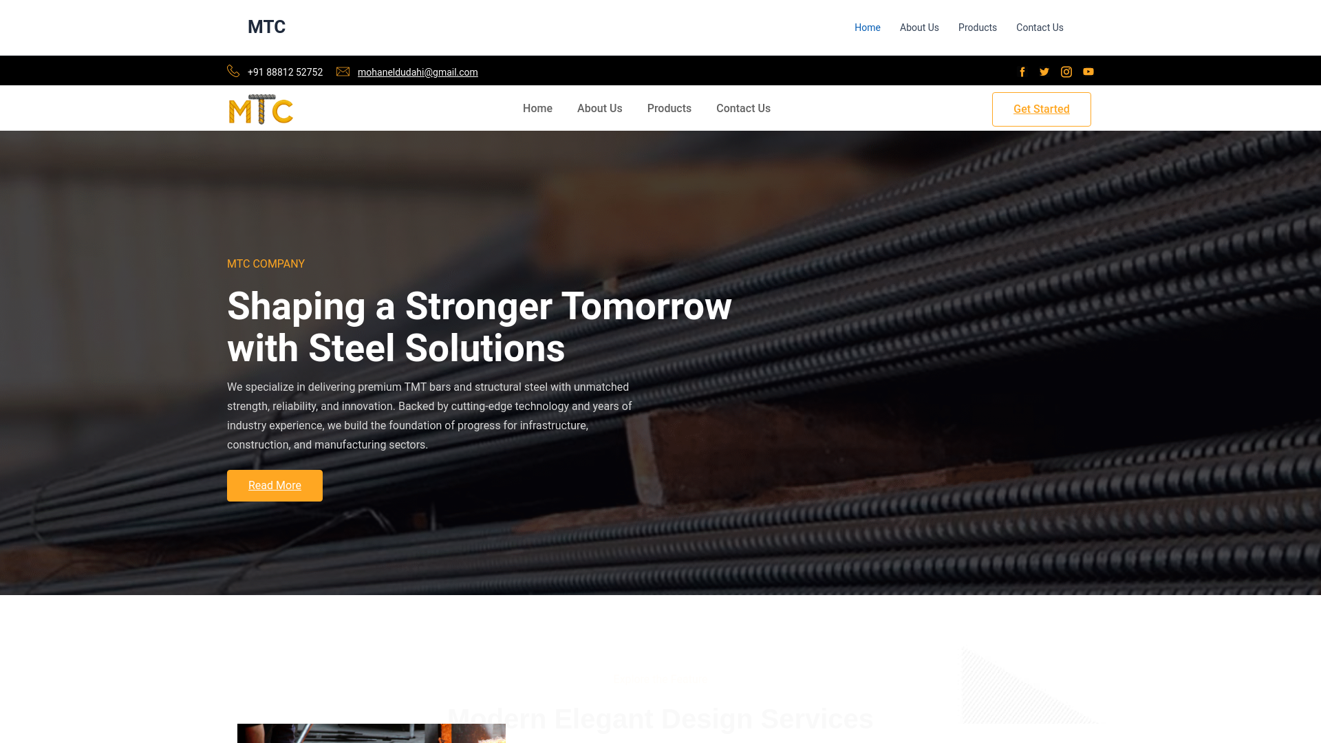 website screenshot of https://mtccompany.co.in