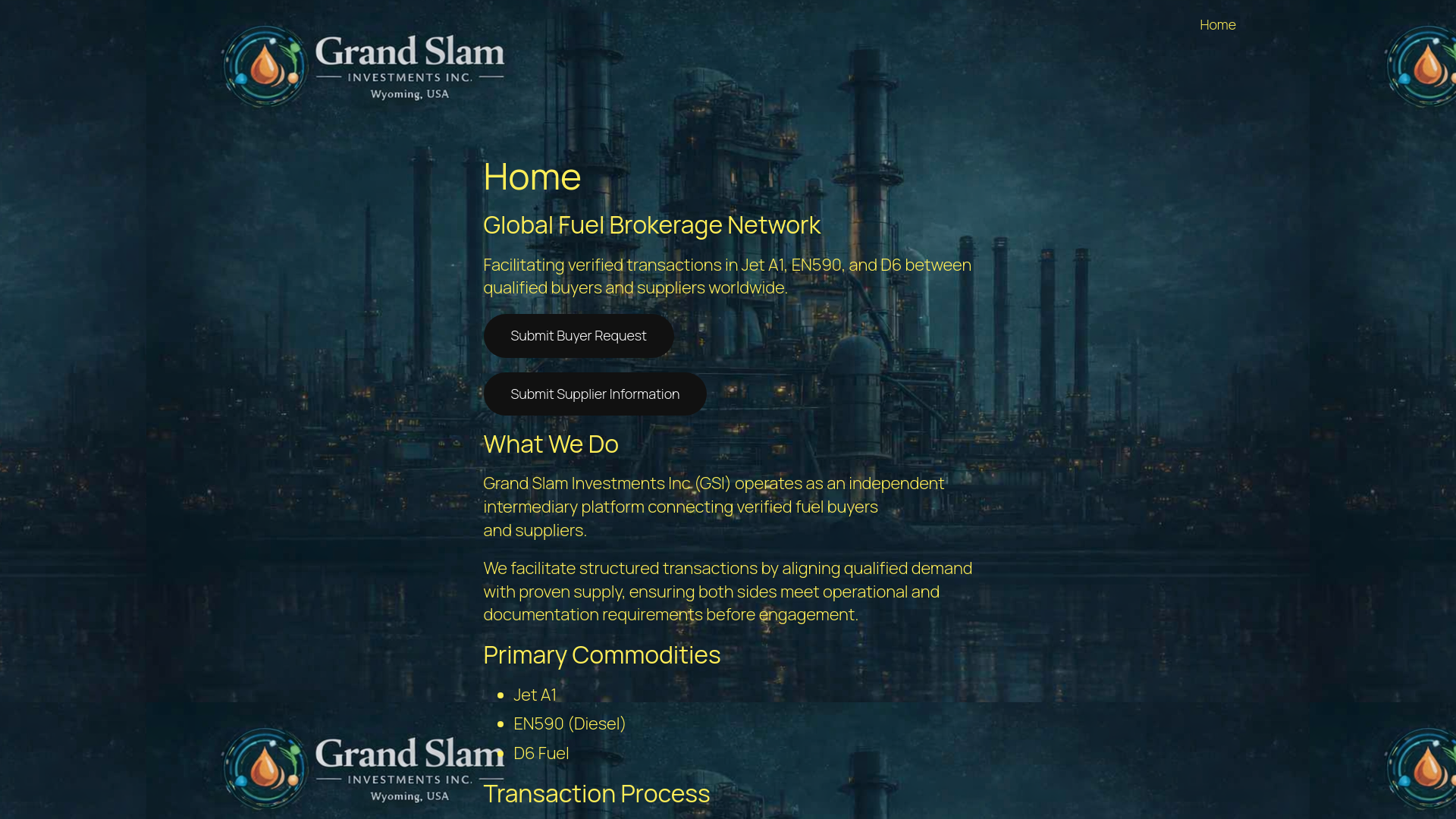 website screenshot of https://grandslaminvestmentsinc.com/