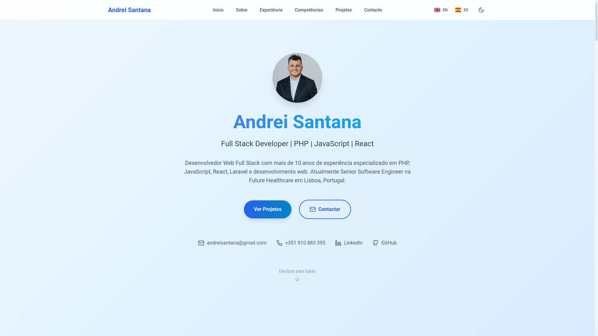 website screenshot of https://andreisantana.com/