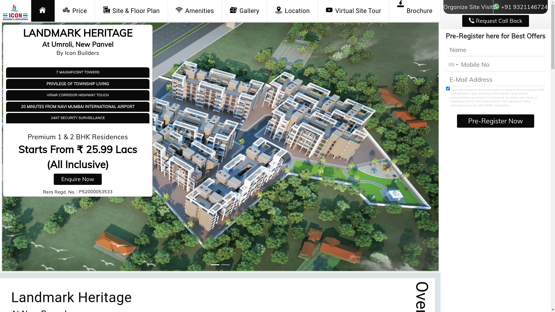 website screenshot of https://landmarkheritagepanvel.in/