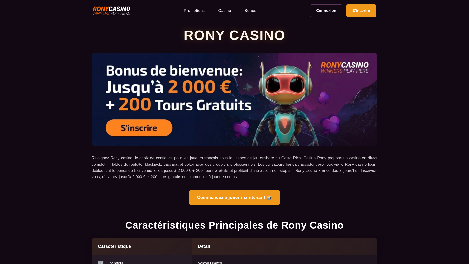 website screenshot of https://ronycasino-fr.com/