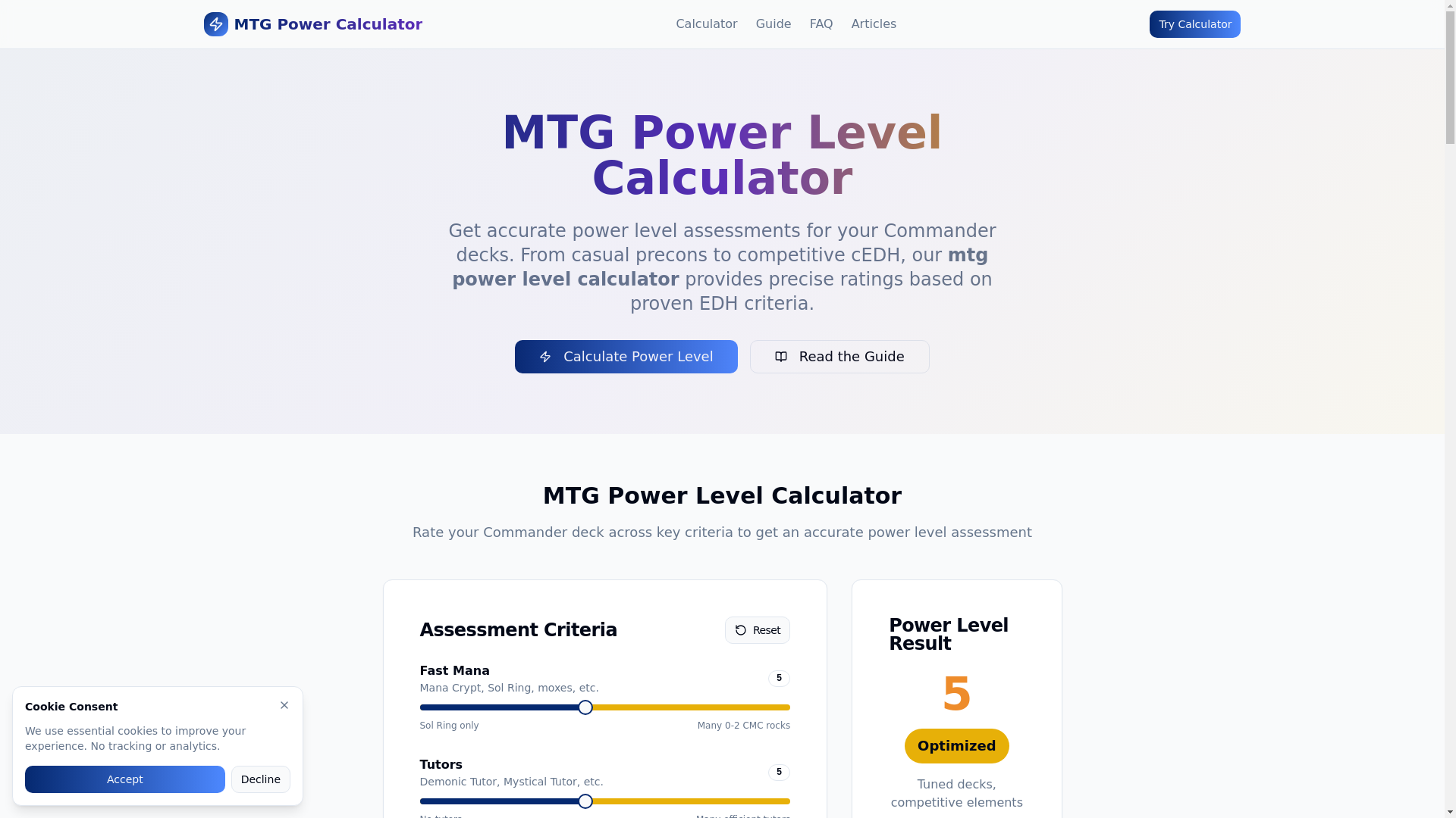 website screenshot of https://mtgpowerlevelcalculator.pages.dev/
