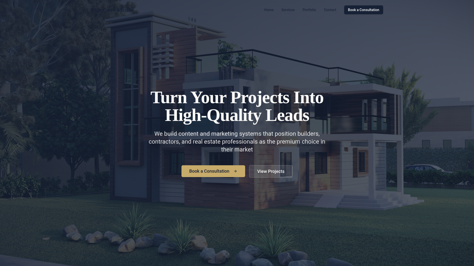 website screenshot of https://bluecove.media/