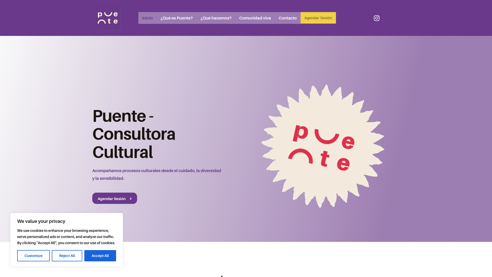 website screenshot of https://somospuentecultural.com