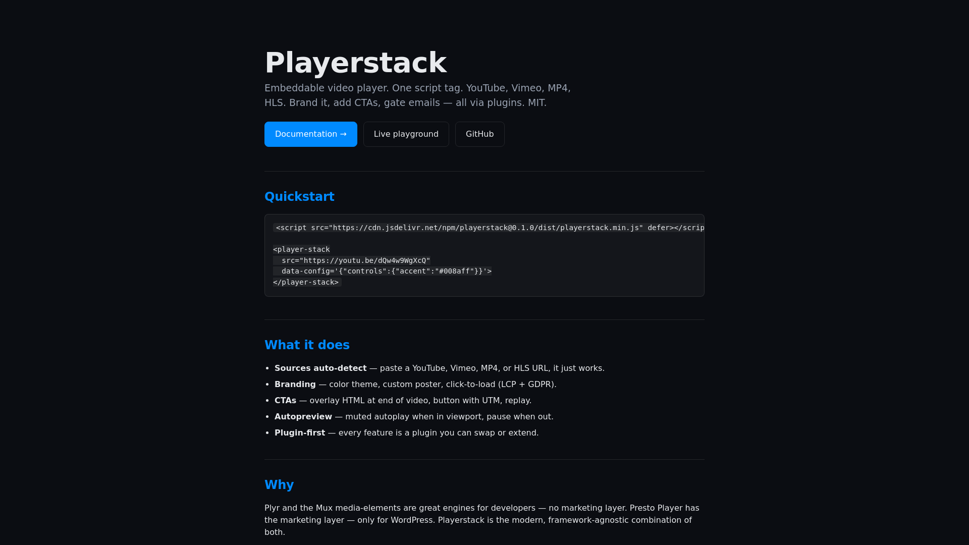 website screenshot of https://playerstack-docs.pages.dev/