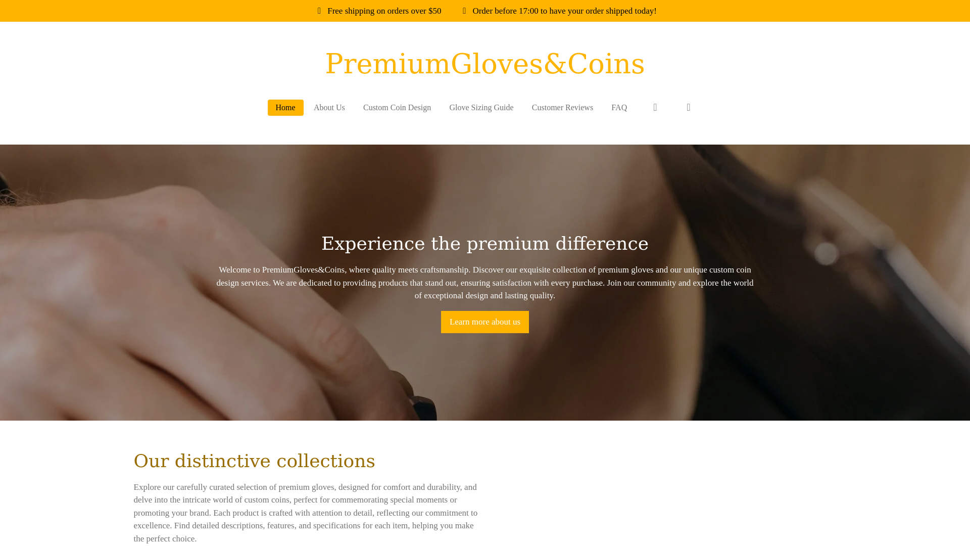 website screenshot of https://premiumgloves-coins.net/