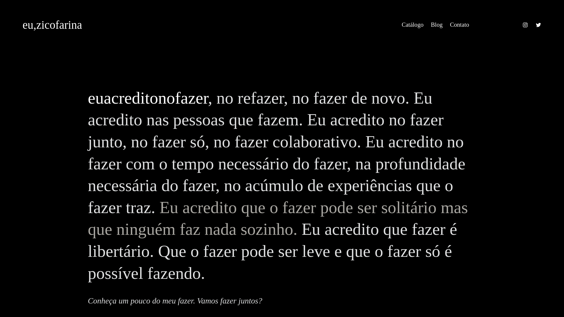 website screenshot of https://euzicofarina.com/