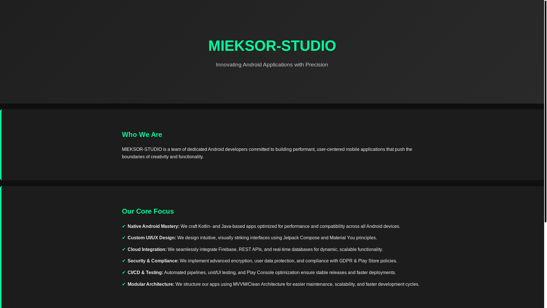website screenshot of https://mieksor-studio.site/