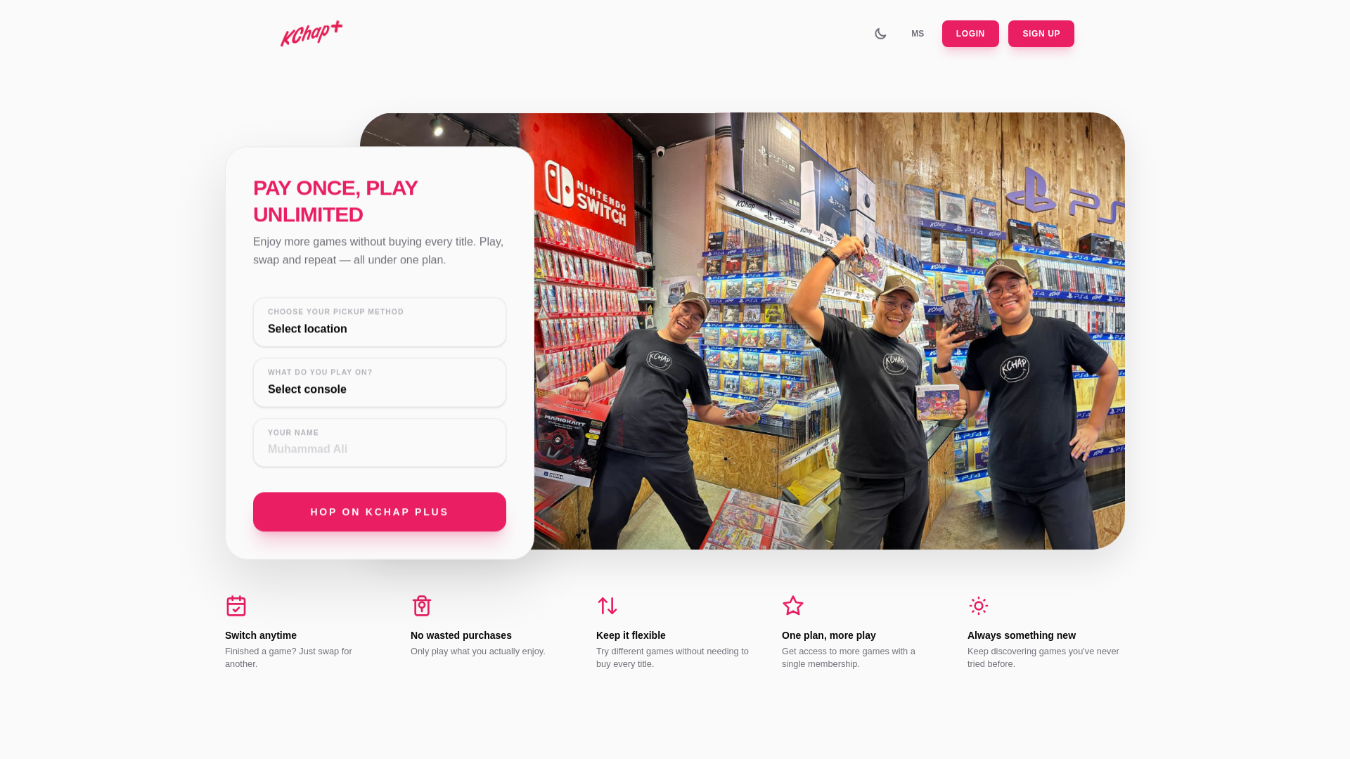 website screenshot of https://kchapplus.my/