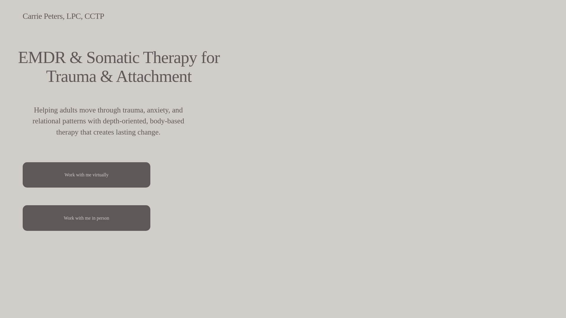 website screenshot of https://carriepeterslpccctp.com/