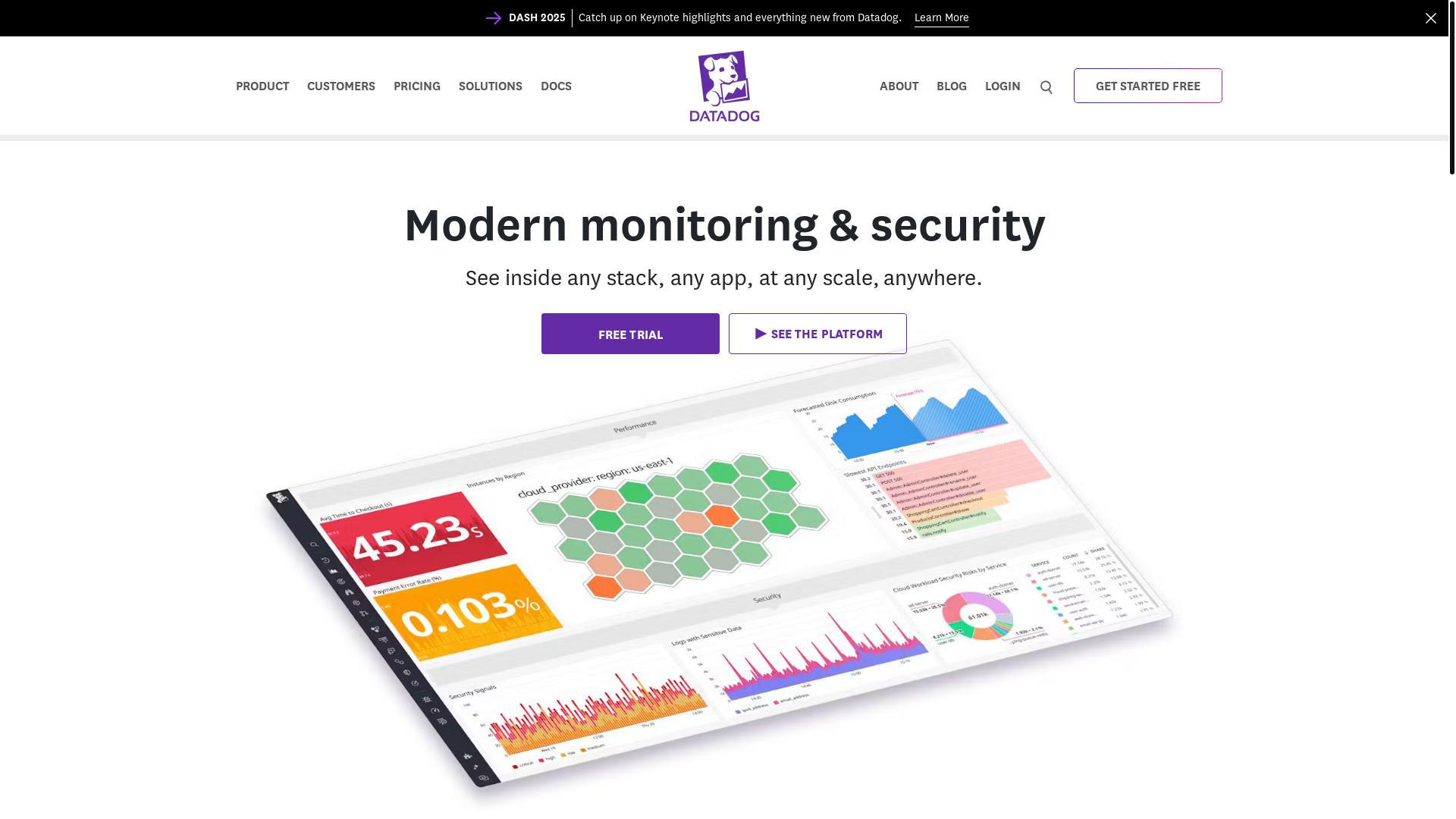 website screenshot of https://datadog.com/