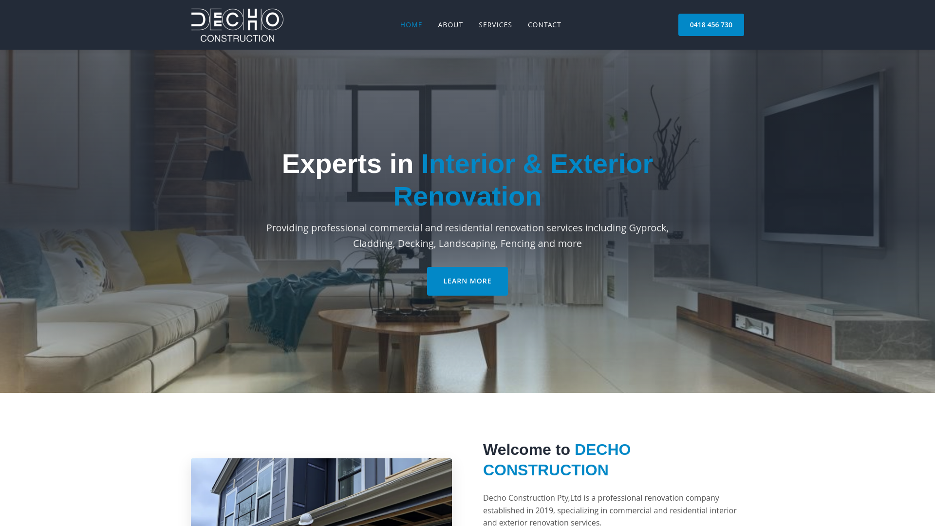 website screenshot of https://decho-construction.pages.dev/
