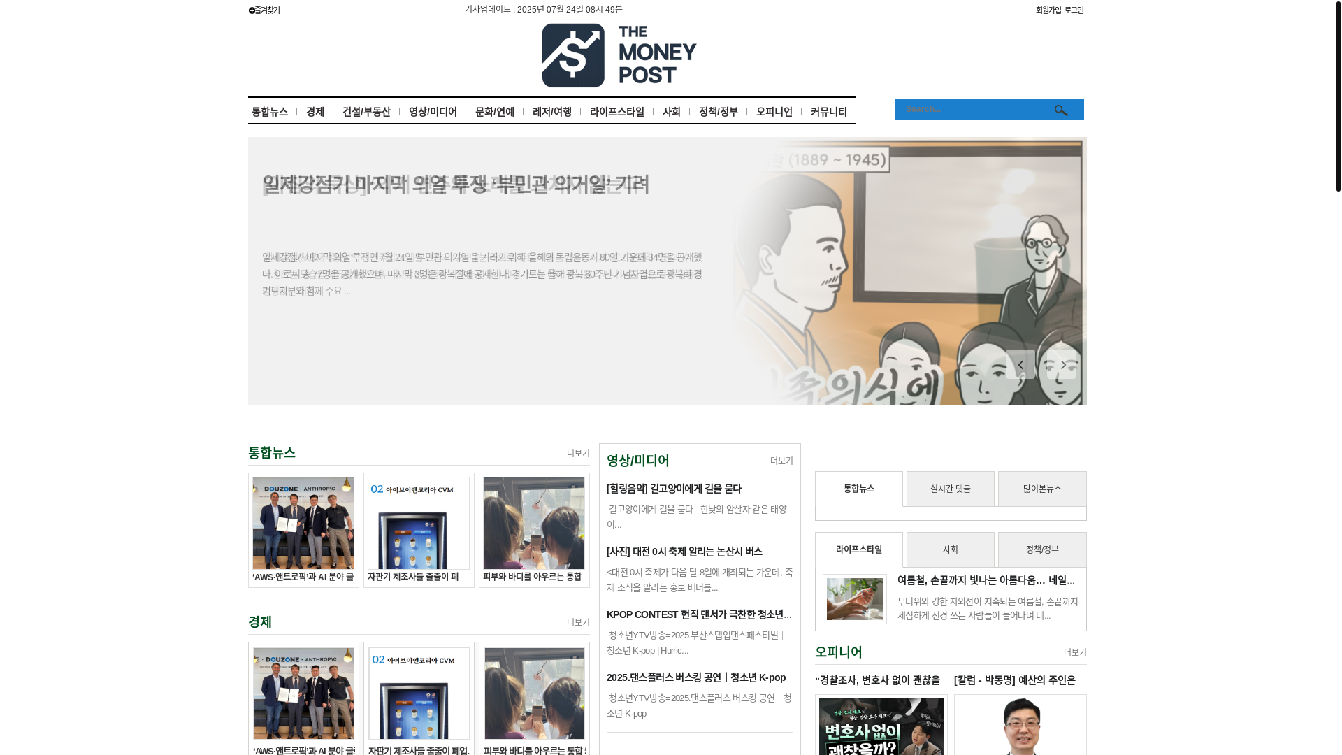 website screenshot of https://themoneypost.kr/
