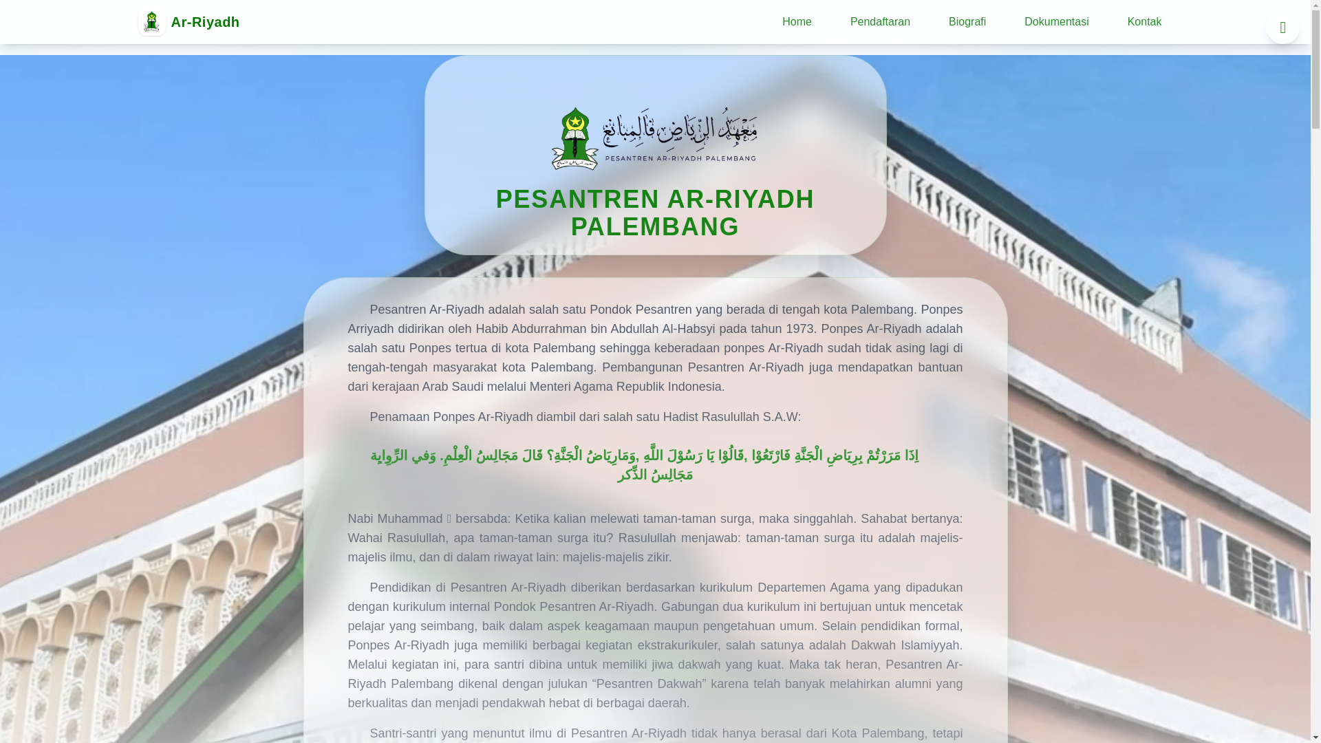 website screenshot of https://pesantrenarriyadhpalembang.my.id/