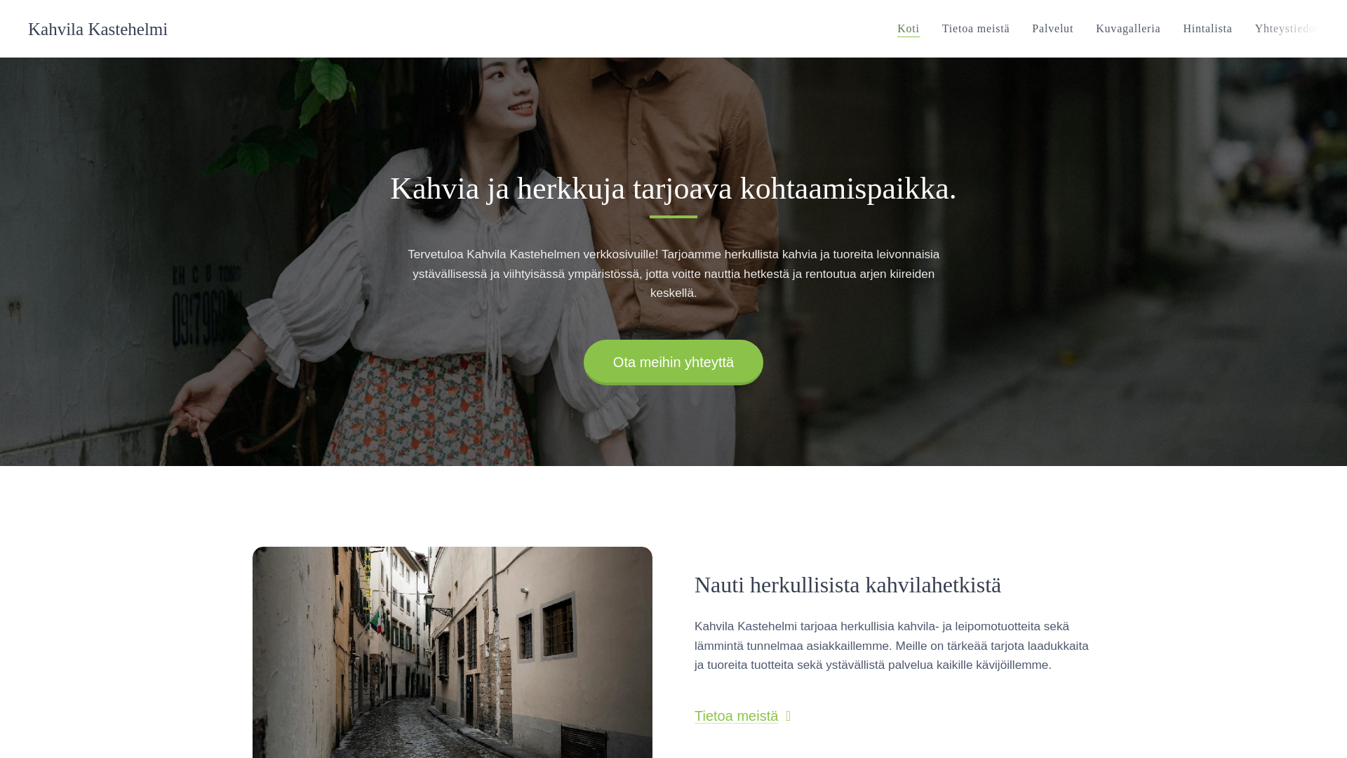 website screenshot of https://kahvilakastehelmi.fi